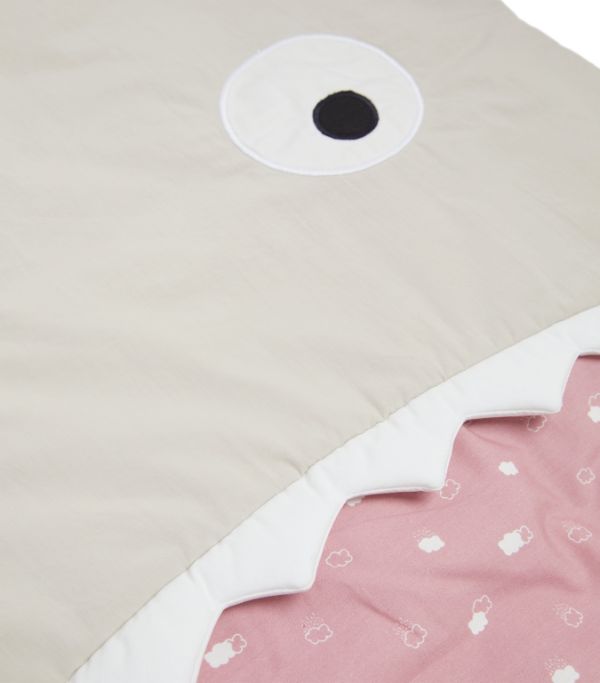Baby Bites Shark Footmuff Stone/ Pink Rosa Inner | Casa Childrenswear