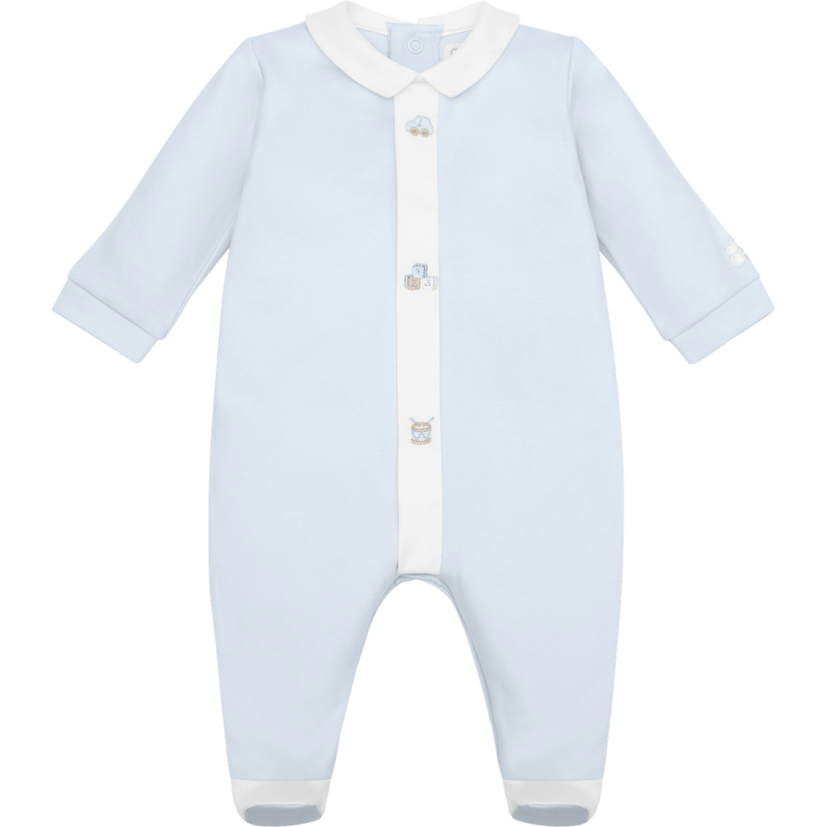 Kent Blue Babygrow with Whiite Placket & Hat