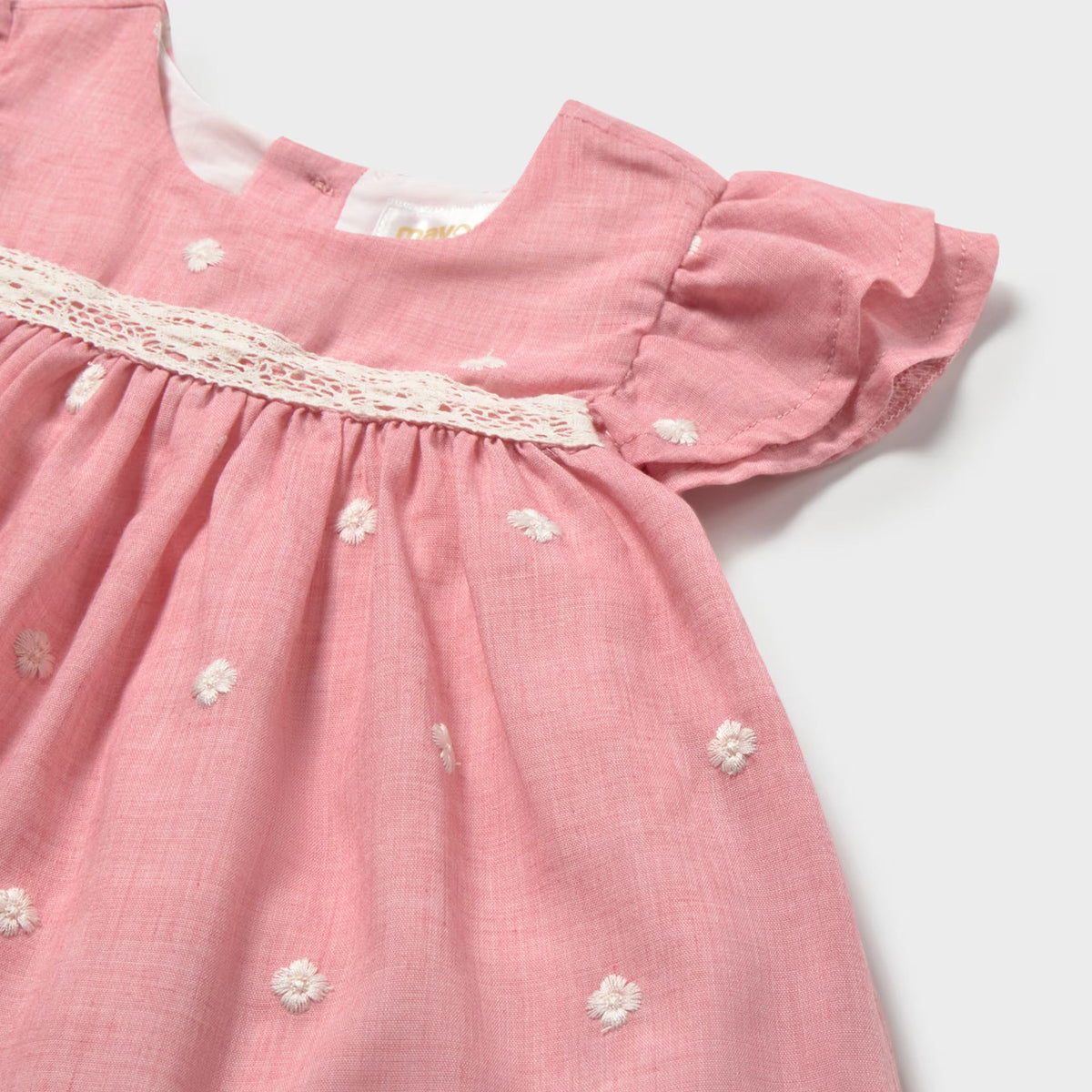 Mayoral Baby Girls Pink Linen Dress | Casa Childrenswear