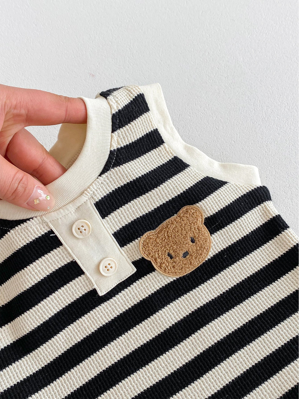 The Bear Beach Black Stripe Shorts & T-Shirt