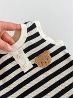 The Bear Beach Black Stripe Shorts & T-Shirt