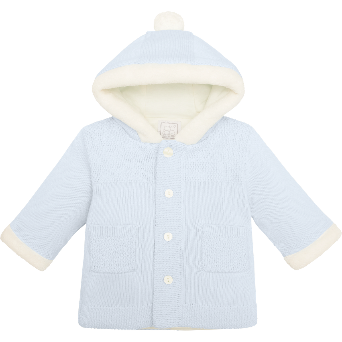 Kai Blue Fur Trim Knitted Jacket