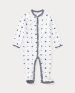 Baby Boys White/ Blue Polo Bear Cotton Coverall