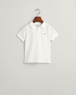 Boys White Shield Pique Polo Shirt