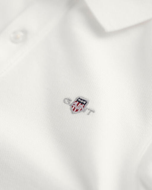 Boys White Shield Pique Polo Shirt