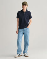 Boys Blue Shield Pique Polo Shirt