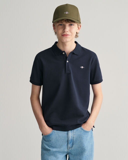 Boys Blue Shield Pique Polo Shirt