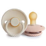 Frigg Round Latex 2-Pack Pacifiers - Blush/Cream - Size 1 | Casa Childrenswear