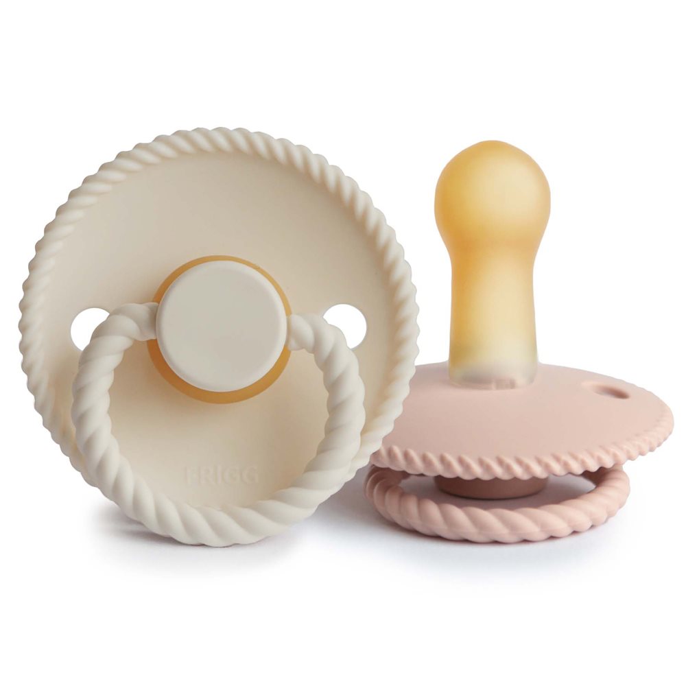 Frigg Round Latex 2-Pack Pacifiers - Blush/Cream - Size 2 | Casa Childrenswear