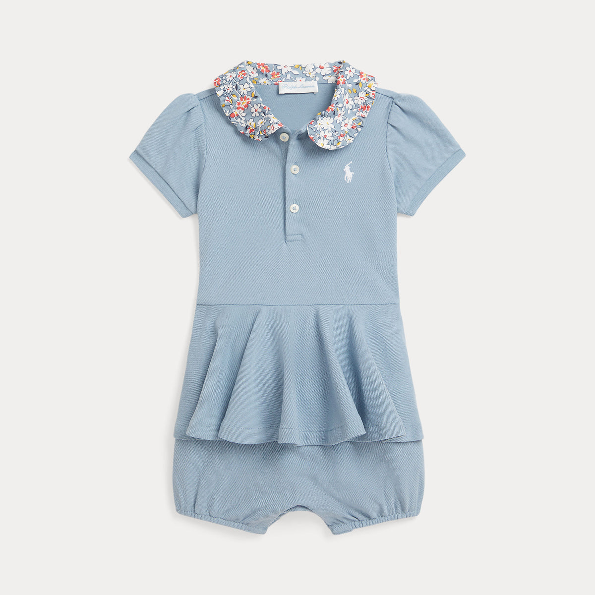 Ralph Lauren Baby Girls Blue Bubble Shortall | Casa Childrenswear