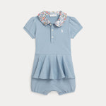 Ralph Lauren Baby Girls Blue Bubble Shortall | Casa Childrenswear