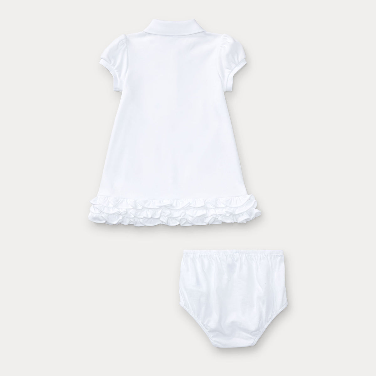 Ralph Lauren Baby Girls White Dress with Print | Casa Childrenswear