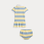 Ralph Lauren Baby Girls Yellow Stripe Rugby Dress | Casa Childrenswear