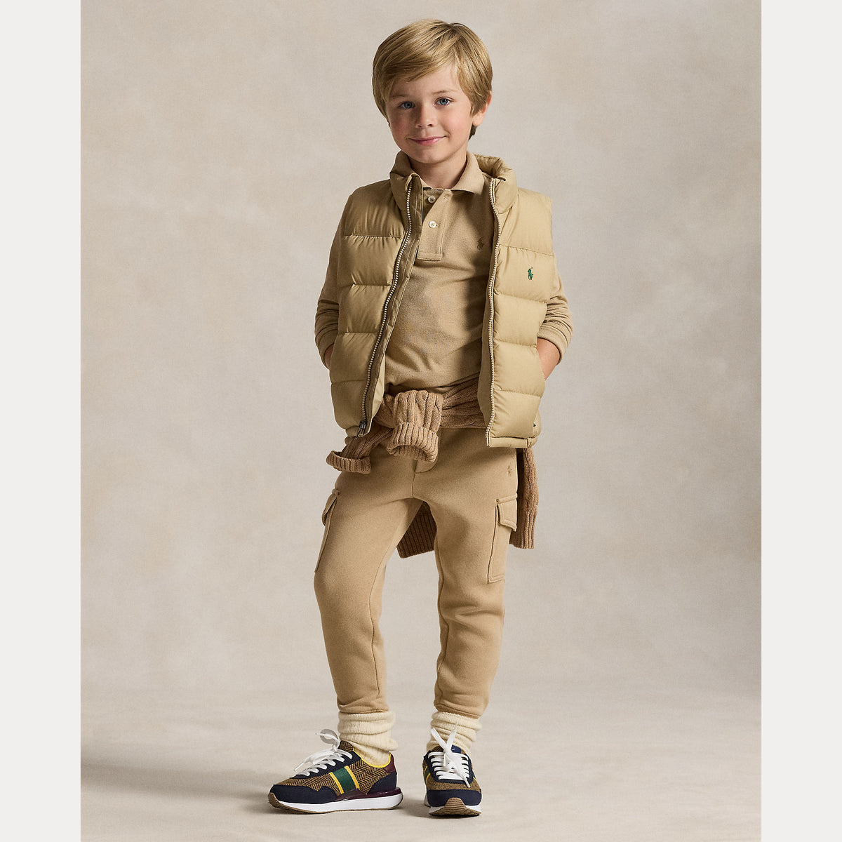 Boys Khaki Cargo Joggers