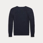 Boys Navy Cotton Cable Sweater