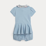 Ralph Lauren Baby Girls Blue Bubble Shortall | Casa Childrenswear