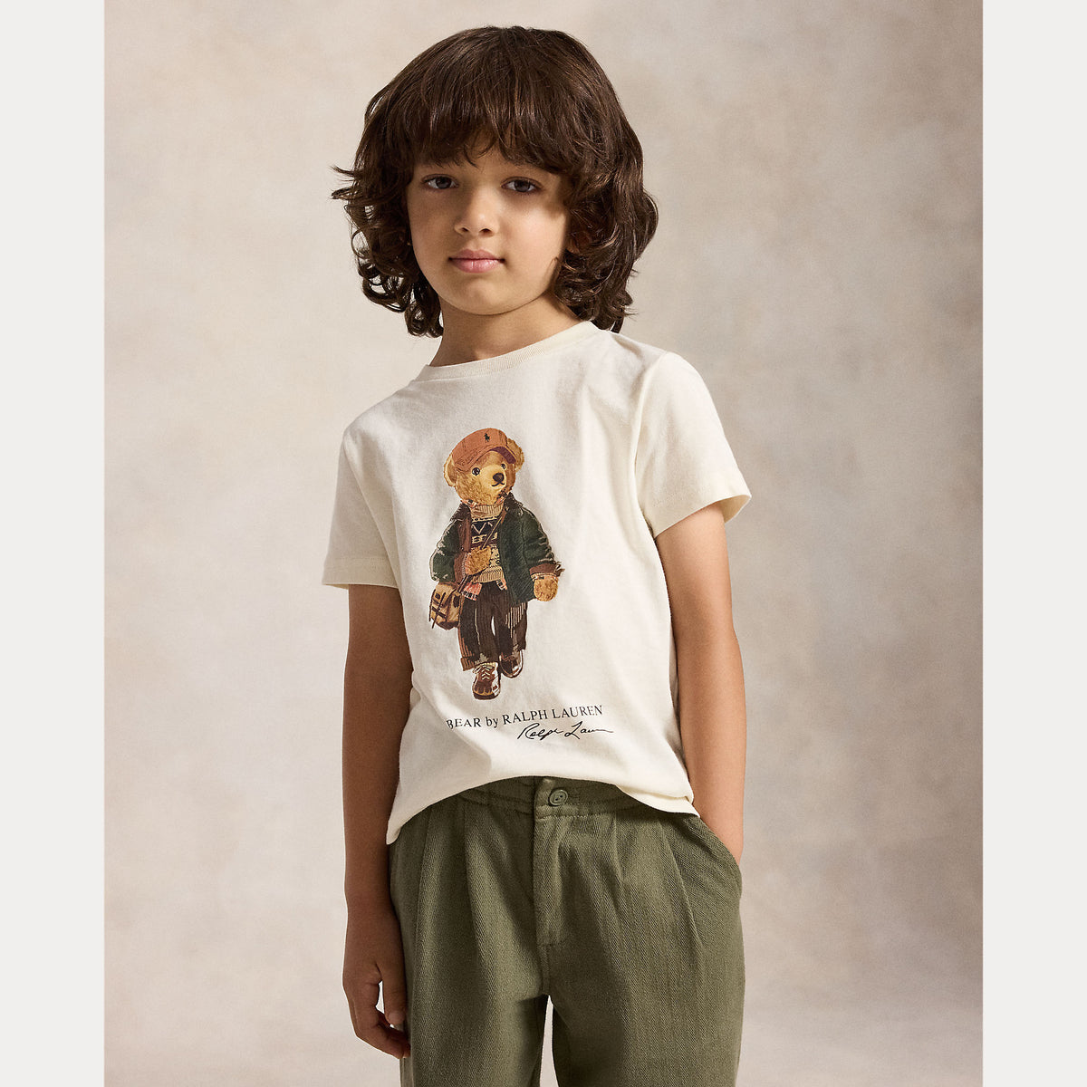 Boys Cream Bear T-Shirt