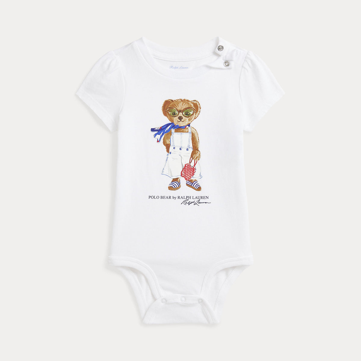 Large Bear Logo Babygrow White
