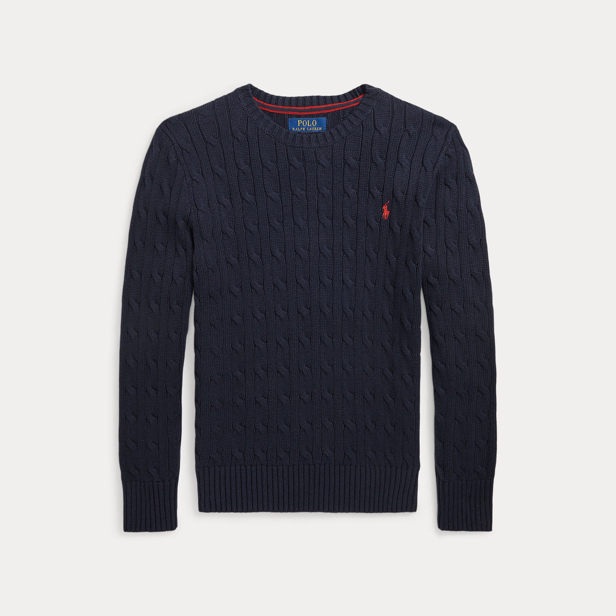 Boys Navy Cotton Cable Sweater