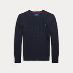 Boys Navy Cotton Cable Sweater