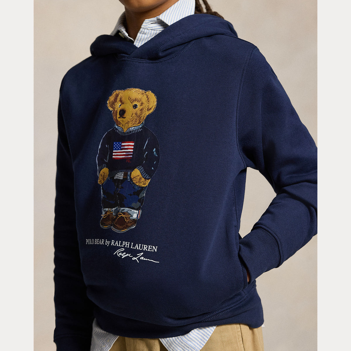 Ralph Lauren Boys Bear Print Navy Hoodie | Casa Childrenswear