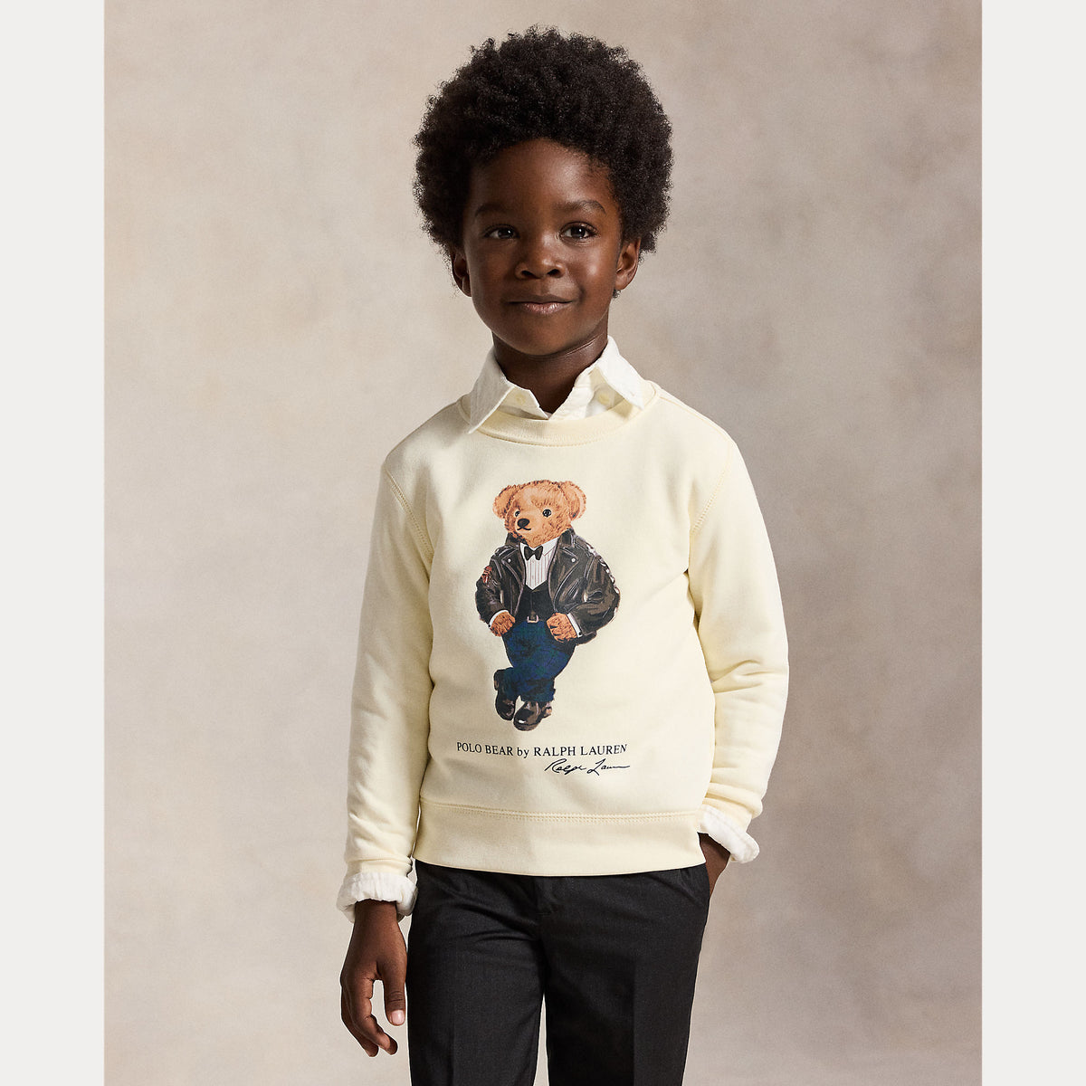 Boys Cream Bear Knit Sweatshirt