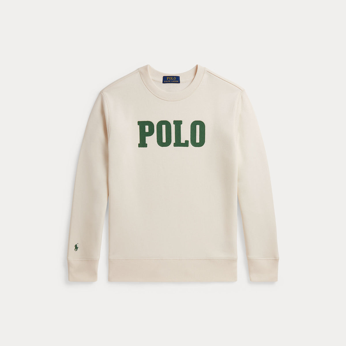 Ralph Lauren Boys Cream Polo Graphic Jumper - front view