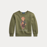 Ralph Lauren Boys Olive Green Bear Sweatshirt - front view