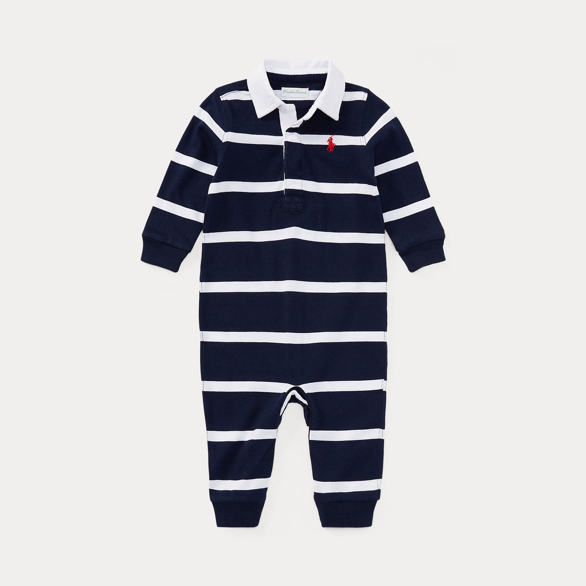 Ralph Lauren Baby Boys Striped Rugby Babygrow - front view