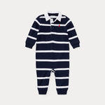Ralph Lauren Baby Boys Striped Rugby Babygrow - front view