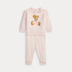 Ralph Lauren Baby Girls Pink Bear Print Tracksuit Set | Casa Childrenswear