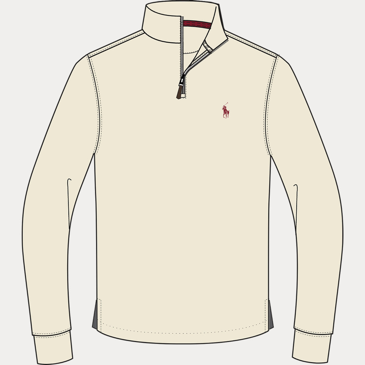 Ralph Lauren Boys Cream Half-Zip Pullover - front view