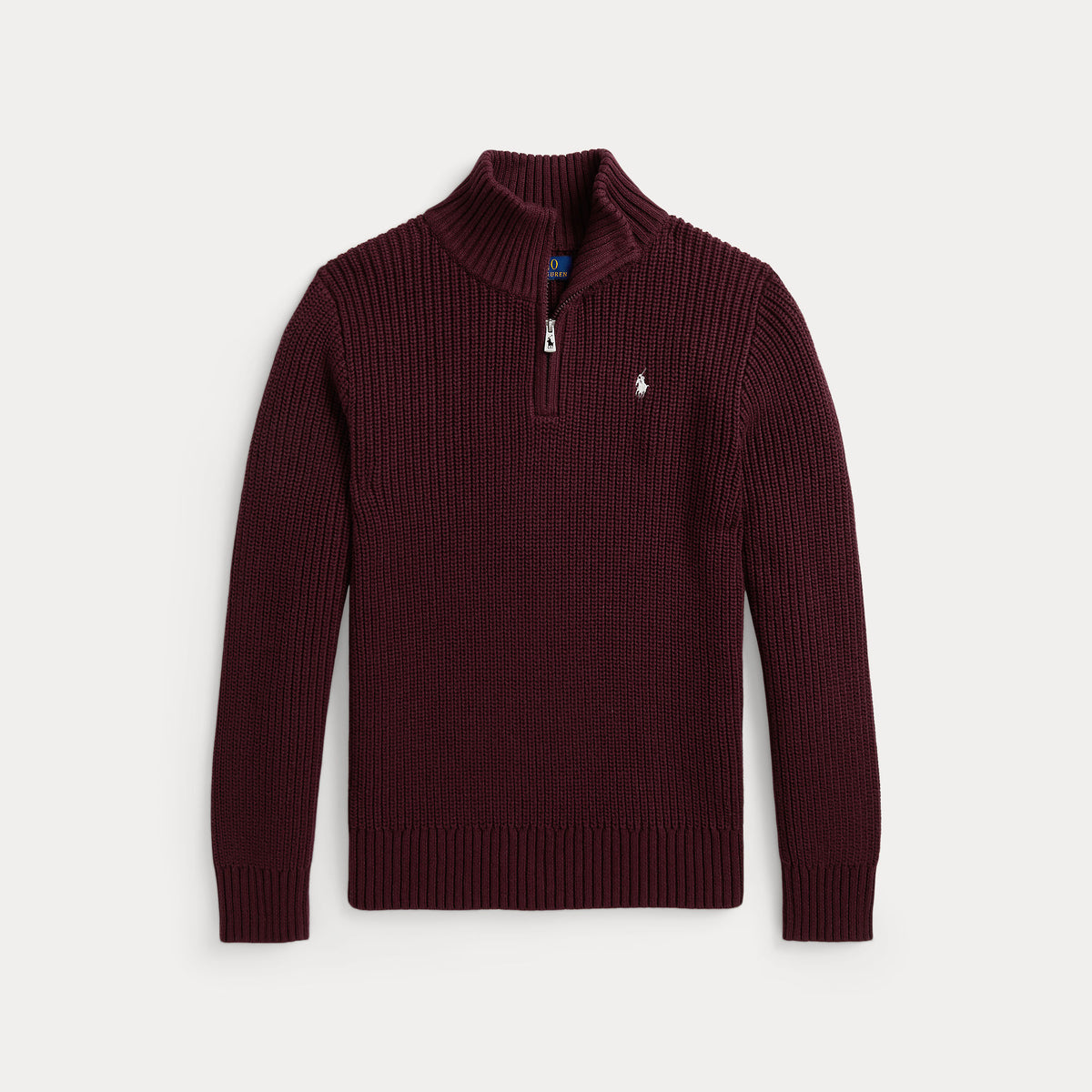 Ralph Lauren Boys Rich Ruby Half-Zip Sweater - front view