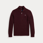 Ralph Lauren Boys Rich Ruby Half-Zip Sweater - front view