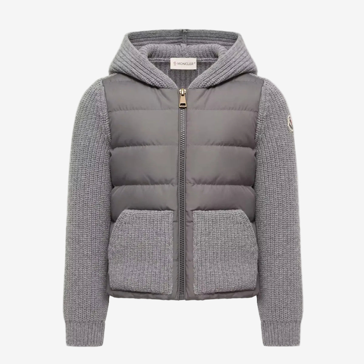 Moncler Enfant Girls Grey Knitted Jacket | Casa Childrenswear